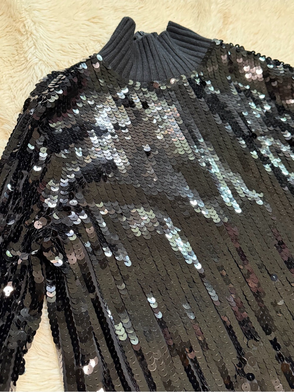 Zara Long Black Sequin Limited Edition Dress - Size Medium - Picture 4 of 6